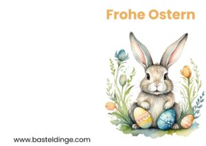 Frohe Ostern grauer Osterhase Klappkarte