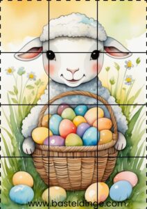 Schäfchen mit Korb voller Eier - Osterpuzzle